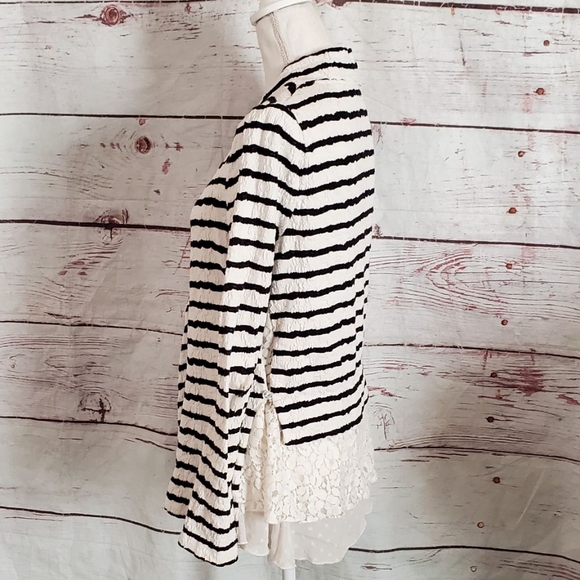 Anthropologie Striped Lace Long Cardigan Sz Small - Picture 4 of 10